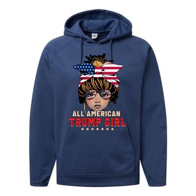 4th Of July All American Afro Trump Great Gift Performance Fleece Hoodie