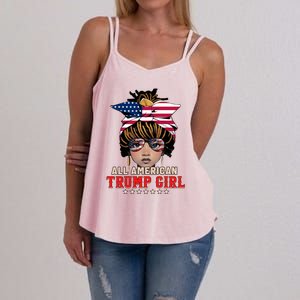 4th Of July All American Afro Trump Great Gift Women's Strappy Tank