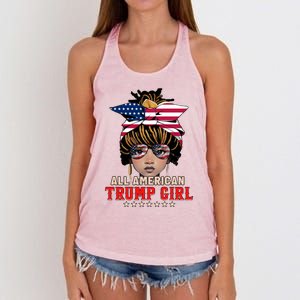 4th Of July All American Afro Trump Great Gift Women's Knotted Racerback Tank