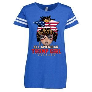 4th Of July All American Afro Trump Great Gift Enza Ladies Jersey Football T-Shirt