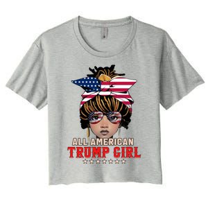 4th Of July All American Afro Trump Great Gift Women's Crop Top Tee