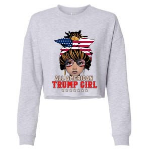 4th Of July All American Afro Trump Great Gift Cropped Pullover Crew