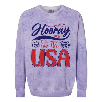 4th Of July Hooray For The Usa Patriotic Gift Colorblast Crewneck Sweatshirt