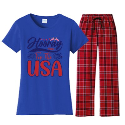 4th Of July Hooray For The Usa Patriotic Gift Women's Flannel Pajama Set