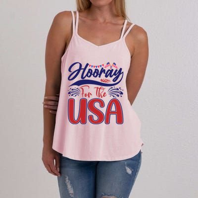 4th Of July Hooray For The Usa Patriotic Gift Women's Strappy Tank