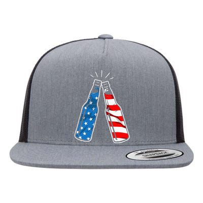 4th Of July Patriotic American Flag Beer Drinking Alcohol Flat Bill Trucker Hat