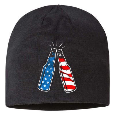 4th Of July Patriotic American Flag Beer Drinking Alcohol Sustainable Beanie