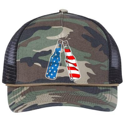 4th Of July Patriotic American Flag Beer Drinking Alcohol Retro Rope Trucker Hat Cap