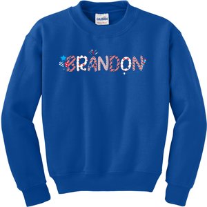 4th Of July Proud Usa Flag Name Brandon Great Gift Kids Sweatshirt