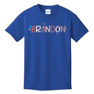 4th Of July Proud Usa Flag Name Brandon Great Gift Kids T-Shirt