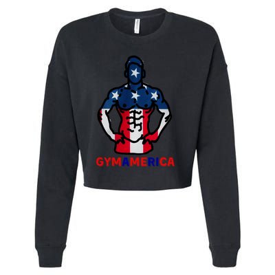 4th Of July Independence Day American Flag Usa Gym Fitness Meaningful Gift Cropped Pullover Crew