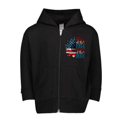 4th Of July Usa Flag Home Of The Free Because Of The Brave Funny Gift Toddler Zip Fleece Hoodie