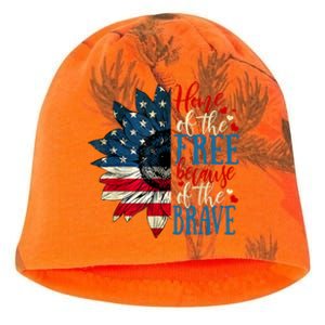 4th Of July Usa Flag Home Of The Free Because Of The Brave Funny Gift Kati - Camo Knit Beanie