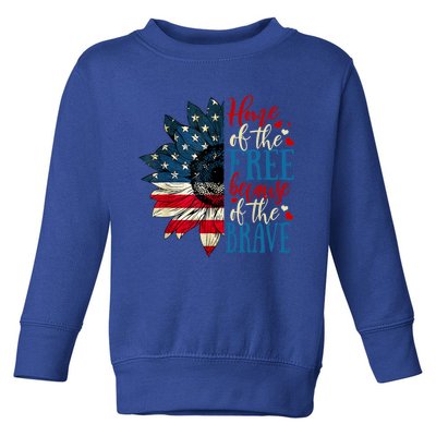 4th Of July Usa Flag Home Of The Free Because Of The Brave Funny Gift Toddler Sweatshirt