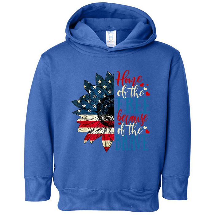 4th Of July Usa Flag Home Of The Free Because Of The Brave Funny Gift Toddler Hoodie