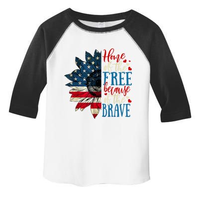 4th Of July Usa Flag Home Of The Free Because Of The Brave Funny Gift Toddler Fine Jersey T-Shirt