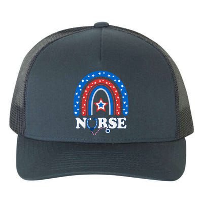 4th Of July Nurse Stethoscope Rainbow American Memorial Day Gift Yupoong Adult 5-Panel Trucker Hat