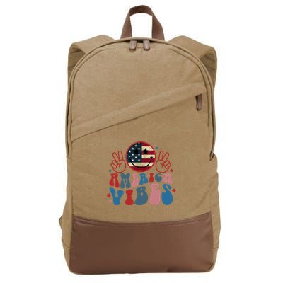 4th Of July Shirt Smile Face Independence Day Cotton Canvas Backpack