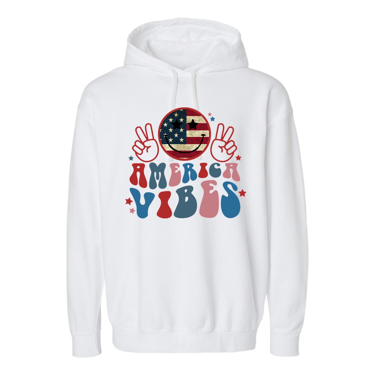4th Of July Shirt Smile Face Independence Day Garment-Dyed Fleece Hoodie