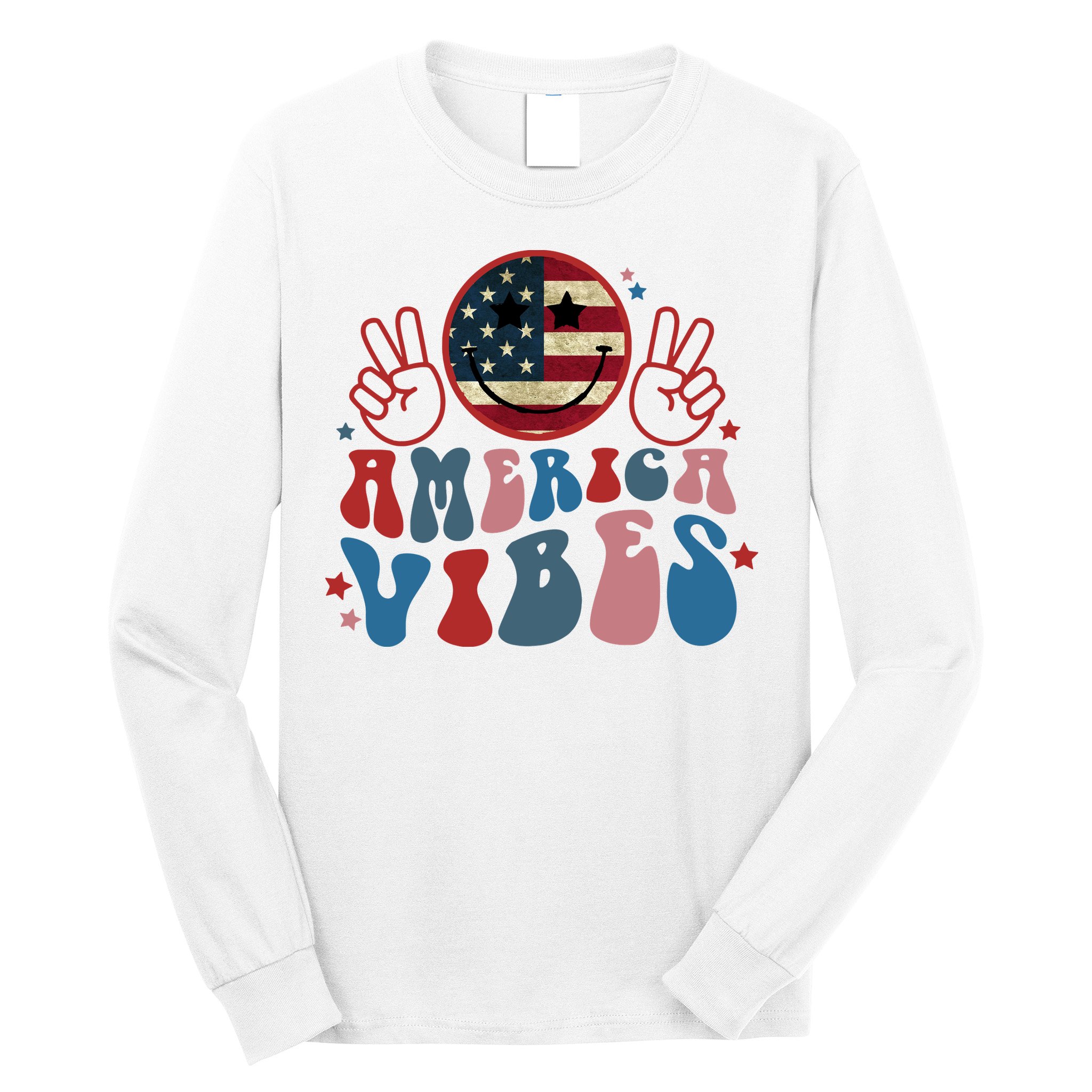 4th Of July Shirt Smile Face Independence Day Long Sleeve Shirt