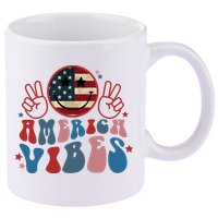 4th Of July Shirt Smile Face Independence Day 11oz C Handle Ceramic Mug