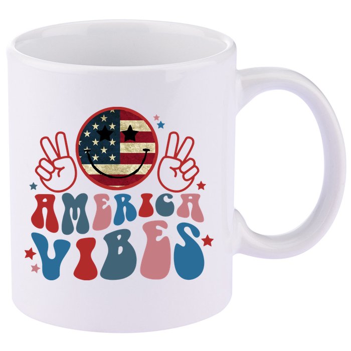 4th Of July Shirt Smile Face Independence Day 11oz C Handle Ceramic Mug