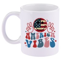 4th Of July Shirt Smile Face Independence Day 11oz C Handle Ceramic Mug