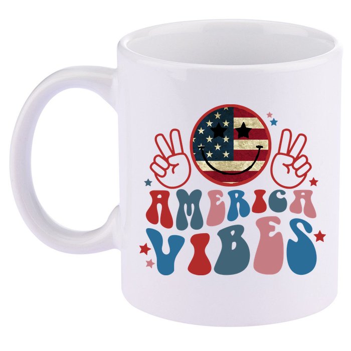 4th Of July Shirt Smile Face Independence Day 11oz C Handle Ceramic Mug