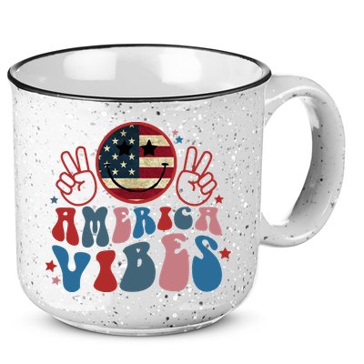 4th Of July Shirt Smile Face Independence Day 15oz Campfire Ceramic Mug