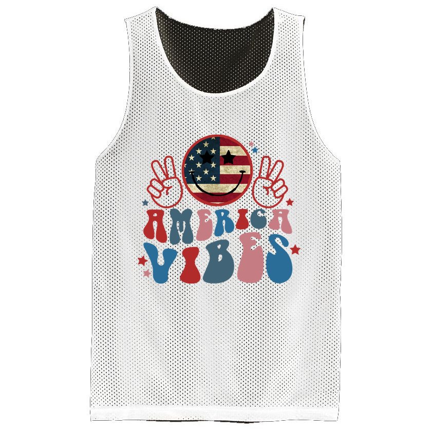 4th Of July Shirt Smile Face Independence Day Mesh Reversible Basketball Jersey Tank