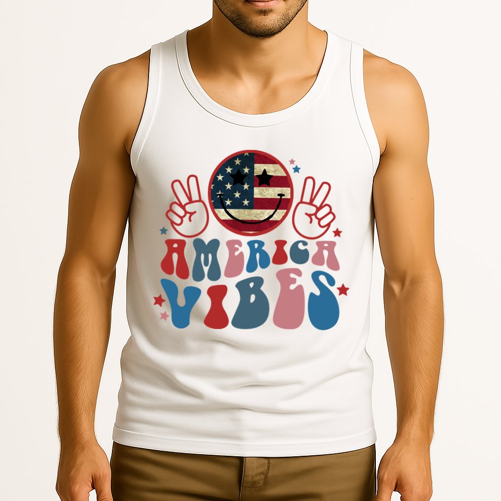 4th Of July Shirt Smile Face Independence Day Tank Top