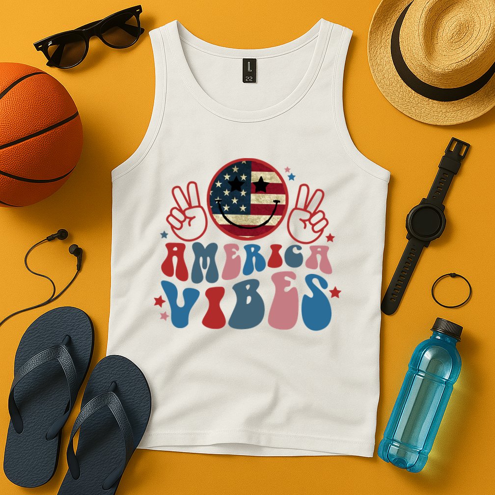 4th Of July Shirt Smile Face Independence Day Tank Top