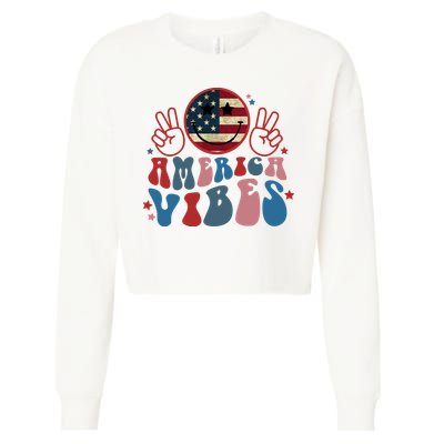 4th Of July Shirt Smile Face Independence Day Cropped Pullover Crew