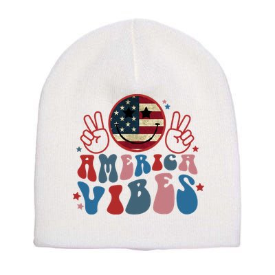 4th Of July Shirt Smile Face Independence Day Short Acrylic Beanie