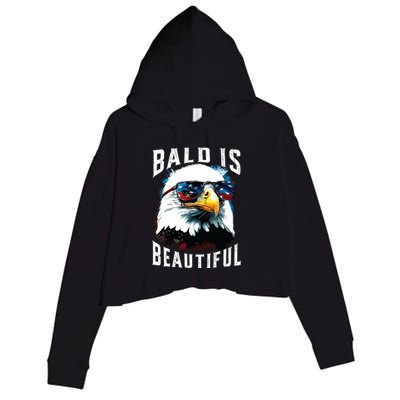 4th Of July Independence Day Bald Eagle Bald Is Beautiful Crop Fleece Hoodie