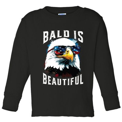 4th Of July Independence Day Bald Eagle Bald Is Beautiful Toddler Long Sleeve Shirt
