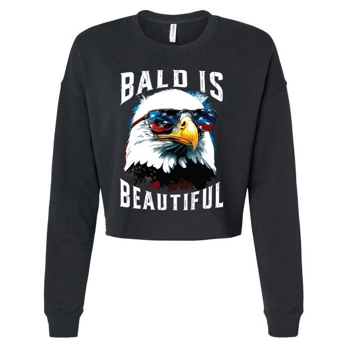 4th Of July Independence Day Bald Eagle Bald Is Beautiful Cropped Pullover Crew