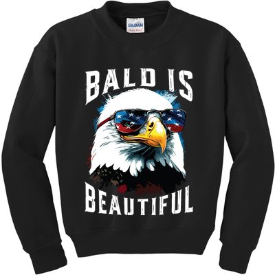 4th Of July Independence Day Bald Eagle Bald Is Beautiful Kids Sweatshirt