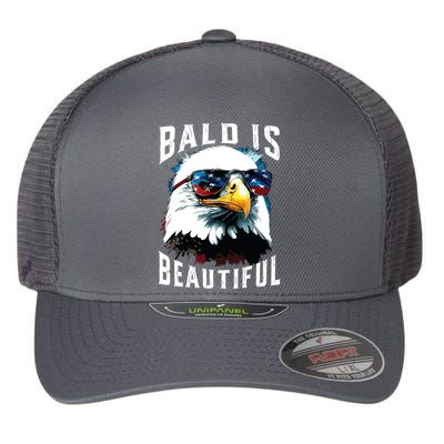 4th Of July Independence Day Bald Eagle Bald Is Beautiful Flexfit Unipanel Trucker Cap
