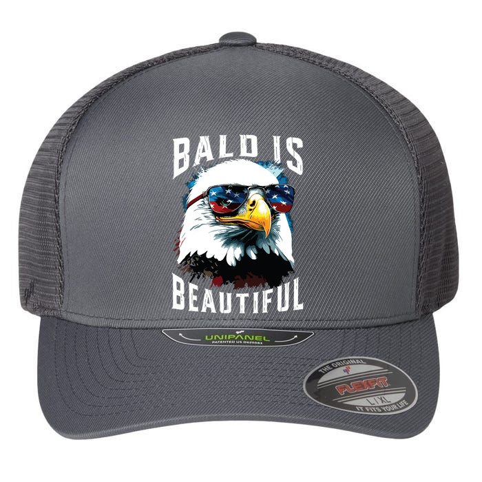 4th Of July Independence Day Bald Eagle Bald Is Beautiful Flexfit Unipanel Trucker Cap