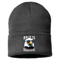 4th Of July Independence Day Bald Eagle Bald Is Beautiful Sustainable Knit Beanie
