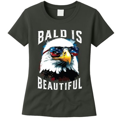 4th Of July Independence Day Bald Eagle Bald Is Beautiful Womens T-Shirt