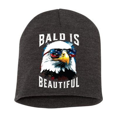 4th Of July Independence Day Bald Eagle Bald Is Beautiful Short Acrylic Beanie