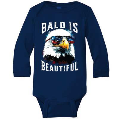 4th Of July Independence Day Bald Eagle Bald Is Beautiful Baby Long Sleeve Bodysuit