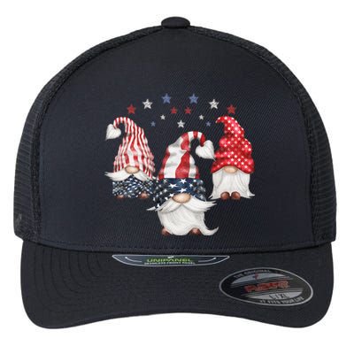 4th Of July Patriotic Gnomes Funny Cute American Usa Flag Flexfit Unipanel Trucker Cap