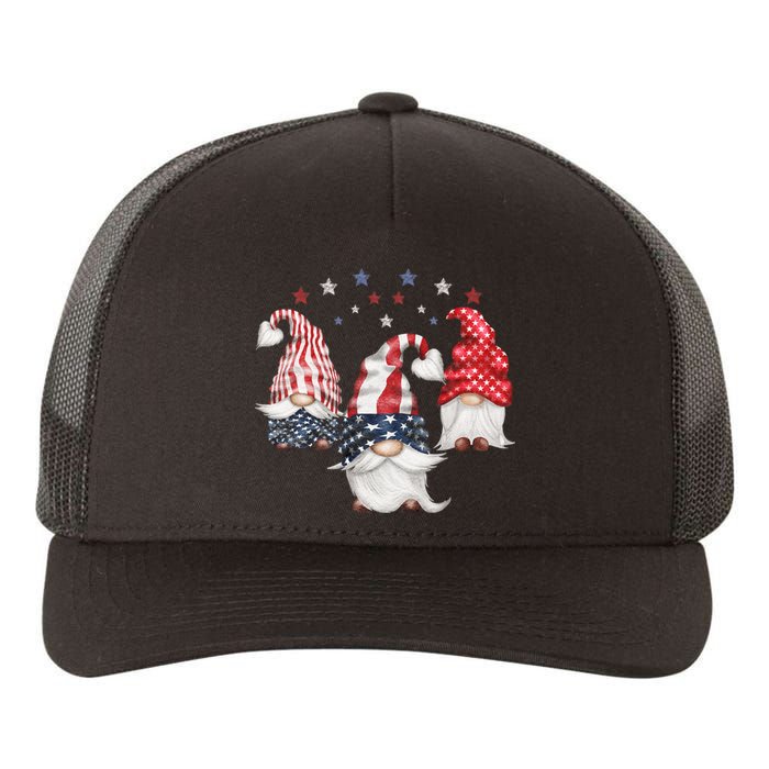 4th Of July Patriotic Gnomes Funny Cute American Usa Flag Yupoong Adult 5-Panel Trucker Hat