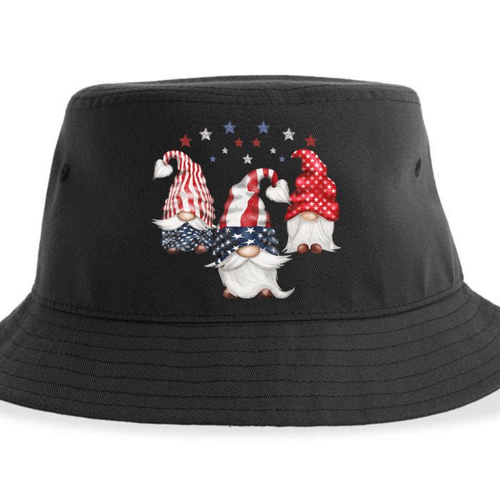 4th Of July Patriotic Gnomes Funny Cute American Usa Flag Sustainable Bucket Hat