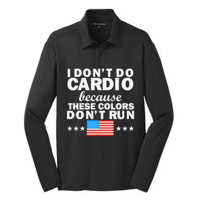 4th Of July Usa Flag I Don't Do Cardio Exercise Fitness Gift Silk Touch Performance Long Sleeve Polo