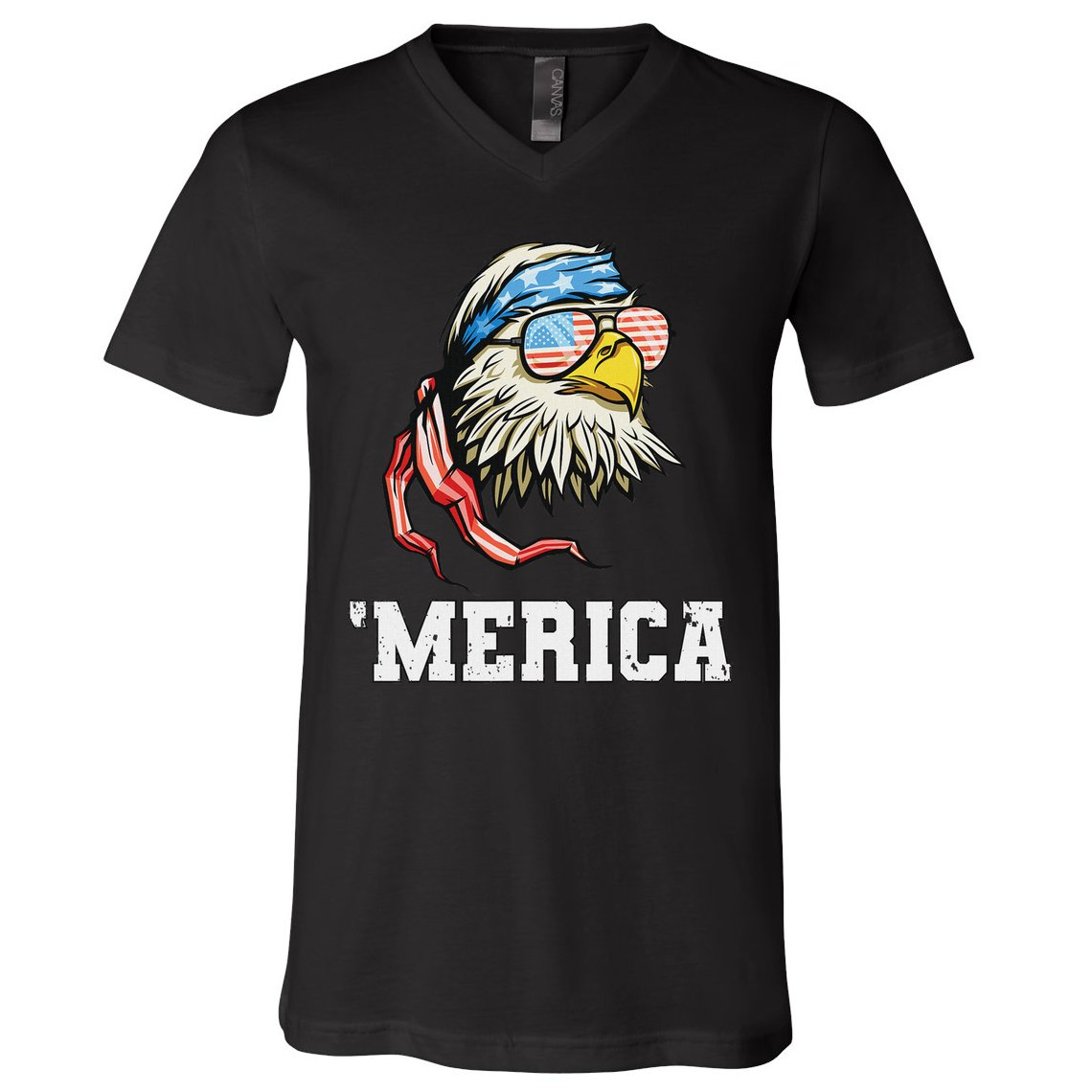 4th Of July Merica Usa Flag Bald Eagle Patriotic Veteran V-Neck T-Shirt