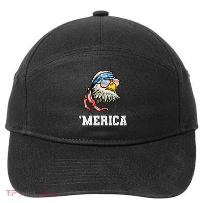 4th Of July Merica Usa Flag Bald Eagle Patriotic Veteran 7-Panel Snapback Hat